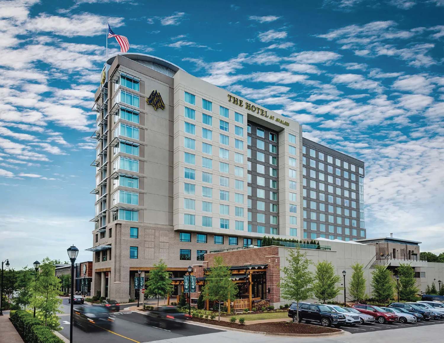 Wide view of The Hotel at Avalon in Alpharetta, Georgia