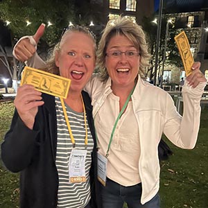 Members having fun at the welcome reception